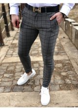 Ukdwear Erkek Gri Italyan Kesim Ekose Kumaş Pantolon Füme Ukd1288 36