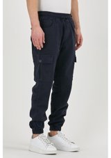Damga Jeans Beli Ve Paçası Lastikli Likrali Kargo Cep Pantolon Lacivert S