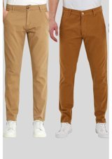 Damga Jeans 2'Li Standart Kalıp Chino Pantolon Taba Ve Camel Renkleri Çok Renkli 31
