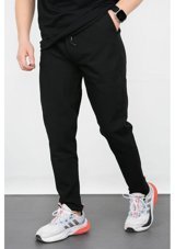 Edwoxmen Erkek Slim Fit Beli Lastikli Double Paça Kalın Kumaş Jogger Pantolon Siyah Edw072 M