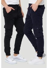 Damga Jeans 2 Li Kargo Cep Pantolon Siyah Ve Lacivert Renkleri Çok Renkli Xl