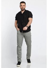 Gülseli Erkek Çizgili Klasik Keten Pantolon Mint 42