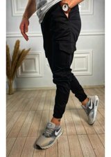 Ukdwear Erkek Siyah Italyan Kesim Kargo Cep Likralı Pantolon Siyah Ukd1179 31