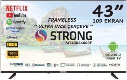 Strong MT43ES4000F 43 inç FULL HD 108 Ekran Çerçevesiz Flat Uydu Alıcılı Smart Led Android Televizyon