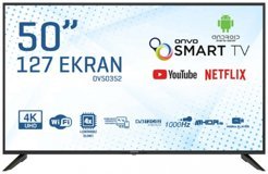 Onvo OV50352 50 inç 4K Ultra HD 126 Ekran Çerçevesiz Flat Uydu Alıcılı Smart Led Android Televizyon