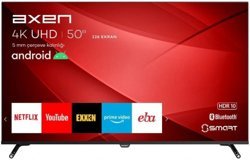 Axen AX50FIL403 50 inç 4K Ultra HD 126 Ekran Çerçevesiz Flat Uydu Alıcılı Smart Led Android Televizyon