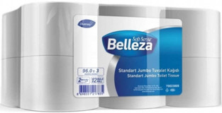 Belleza Standart 2 Katlı 12'li Rulo Jumbo Tuvalet Kağıdı