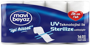 Mavi Beyaz UV Sterilize 2 Katlı 16'lı Rulo Tuvalet Kağıdı