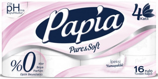 Papia Pure&Soft 4 Katlı Renkli 16'lı Rulo Tuvalet Kağıdı
