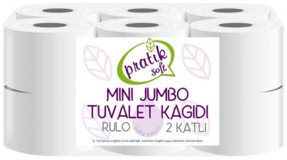 Pratiksoft Mini 2 Katlı 12'li Rulo Jumbo Tuvalet Kağıdı