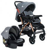 4 Baby Active AB 460 Çift Yönlü Katlanabilir 360 Derece Dönen Tam Yatar Kabin Tipi Travel Sistem Bebek Arabası Gri