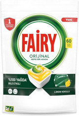 Fairy Orijinal Hepsi Bir Arada Limon Kokulu Tablet Bulaşık Makinesi Deterjanı 60 Adet