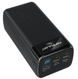 Konfulon Joko 40000 mAh Hızlı Şarj Işıklı Dijital Göstergeli USB & Type C Çoklu Kablolu Powerbank Siyah