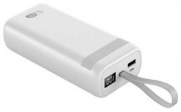 King Power Power KP-30 30000 mAh Hızlı Şarj Işıklı Dijital Göstergeli USB & Type C Çoklu Kablolu Powerbank Beyaz
