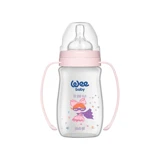 Wee Baby Klasik Plus Polipropilen Gaz Yapmayan Antikolik Kulplu Desenli Pembe Yuvarlak Uçlu Bebek Biberon 250 ml