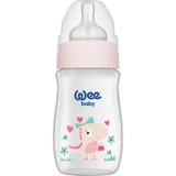 Wee Baby Klasik Plus Polipropilen Gaz Yapmayan Antikolik Yenidoğan Yavaş Akışlı Kulpsuz 0-6 Ay Desenli Pembe Yuvarlak Uçlu Bebek Biberon 250 ml