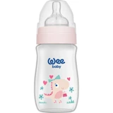 Wee Baby Klasik Plus Polipropilen Gaz Yapmayan Antikolik Yenidoğan Yavaş Akışlı Kulpsuz 0-6 Ay Desenli Pembe Yuvarlak Uçlu Bebek Biberon 250 ml