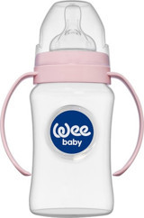 Wee Baby 790 Polipropilen Yenidoğan Yavaş Akışlı Kulplu 0-6 Ay Pembe Yuvarlak Uçlu Bebek Biberon 150 ml