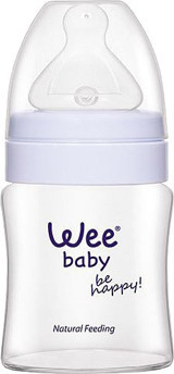 Wee Baby 787 Cam Gaz Yapmayan Antikolik Yenidoğan Yavaş Akışlı Kulpsuz 0+ Ay Beyaz Yuvarlak Uçlu Bebek Biberon 120 ml