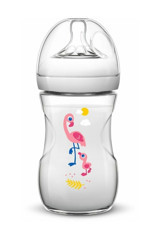 Philips Avent Natural Polipropilen Gaz Yapmayan Antikolik Yavaş Akışlı Kulpsuz 1+ Ay Desenli Şeffaf Yuvarlak Uçlu Bebek Biberon 260 ml