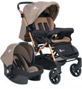 4 Baby Olympus Gold AB-420 Çift Yönlü Katlanabilir 360 Derece Dönen Tam Yatar Travel Sistem Bebek Arabası Kahverengi