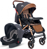 4 Baby Active Plus AB 430 Çift Yönlü Katlanabilir Tek Elle Kapanan 360 Derece Dönen Tam Yatar Travel Sistem Bebek Arabası Antrasit