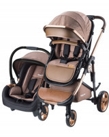Baby Care BC-440 Çift Yönlü Katlanabilir Tek Elle Kapanan 360 Derece Dönen Tam Yatar Kabin Tipi Travel Sistem Bebek Arabası Kahverengi