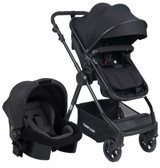 TommyBaby Handy Black New Çift Yönlü Katlanabilir 360 Derece Dönen Tam Yatar Kabin Tipi Travel Sistem Bebek Arabası Gri