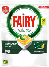 Fairy Orijinal Hepsi Bir Arada Limon Kokulu Tablet Bulaşık Makinesi Deterjanı 50 Adet