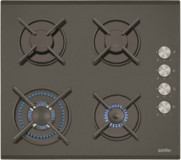 Simfer 3508 Wok Gözlü Siyah Cam 4 Gözlü Doğalgazlı Ankastre Ocak