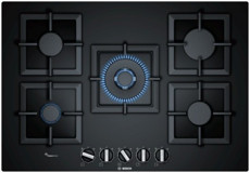 Bosch PPQ7A6B20 Wok Gözlü Siyah Cam 5 Gözlü Doğalgazlı Ankastre Ocak