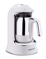 Korkmaz Kahvekolik A860 Tek Hazneli Otomatik 4 Fincan Akıllı 400 W Beyaz-Krom Türk Kahvesi Makinesi