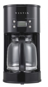 Vestel Retro Zaman Ayarlı Filtreli Karaf 1500 ml Hazne Kapasiteli Akıllı 1000 W Siyah Filtre Kahve Makinesi