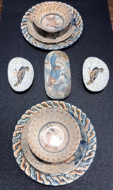 Bonna Mezopotamya 9 Parça 2 Kişilik Desenli Porselen Yuvarlak Yemek Takımı
