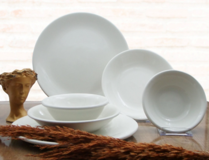 Arna Porselen Kırık Beyaz 18 Parça 6 Kişilik Desenli Stoneware Yuvarlak Yemek Takımı