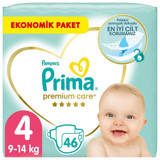 Prima PREMCARE 4 Numara Göbek Oyuntulu Cırtlı Bebek Bezi 46 Adet