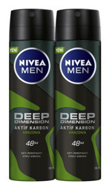 Nivea Deep Dimension Amazonia Antiperspirant Sprey Erkek Deodorant 2x150 ml