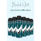 Rexona Black White Sprey Erkek Deodorant 6x150 ml