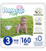 Paddlers Pure 3 Numara Cırtlı Bebek Bezi 160 Adet