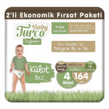 BabyTurco Doğadan 4 Numara Organik Külot Bebek Bezi 164 Adet