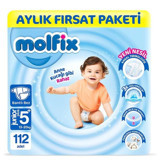 Molfix Anne Kucağı Gibi Rahat 5 Numara Cırtlı Bebek Bezi 112 Adet