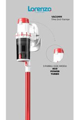 Lorenzo Vacumm 2 In 1 Kuru Hepa Filtreli 250 W Kablosuz Şarjlı Dikey Süpürge Kırmızı
