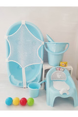 Forsace Fileli Oturaklı Ayaklı Mavi Bebek Küveti Seti