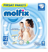 Molfix 2 Numara Bantlı Bebek Bezi 80'li