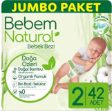 Bebem Natural Doğa Özleri 2 Numara Organik Cırtlı Bebek Bezi 42 Adet