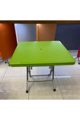 Sazlık Katlanabilir Kare Plastik 80x80 cm Yeşil Kamp Masası