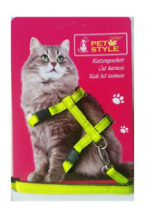 Pet Style Düz Fosforlu Sarı Ayarlanabilir Gezdirme Göğüs Kedi Tasması