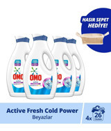 Omo Active Fresh Cold Power 104 Yıkama Beyazlar ve Renkliler İçin Sıvı Deterjan 4x1.69 lt