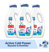 Omo Active Cold Power 78 Yıkama Beyazlar ve Renkliler İçin Sıvı Deterjan 3x1.69 lt