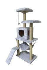 Nursoft Oturaklı Oyuncaklı Merdivenli Katlı 124 cm Kedi Tırmalama Evi